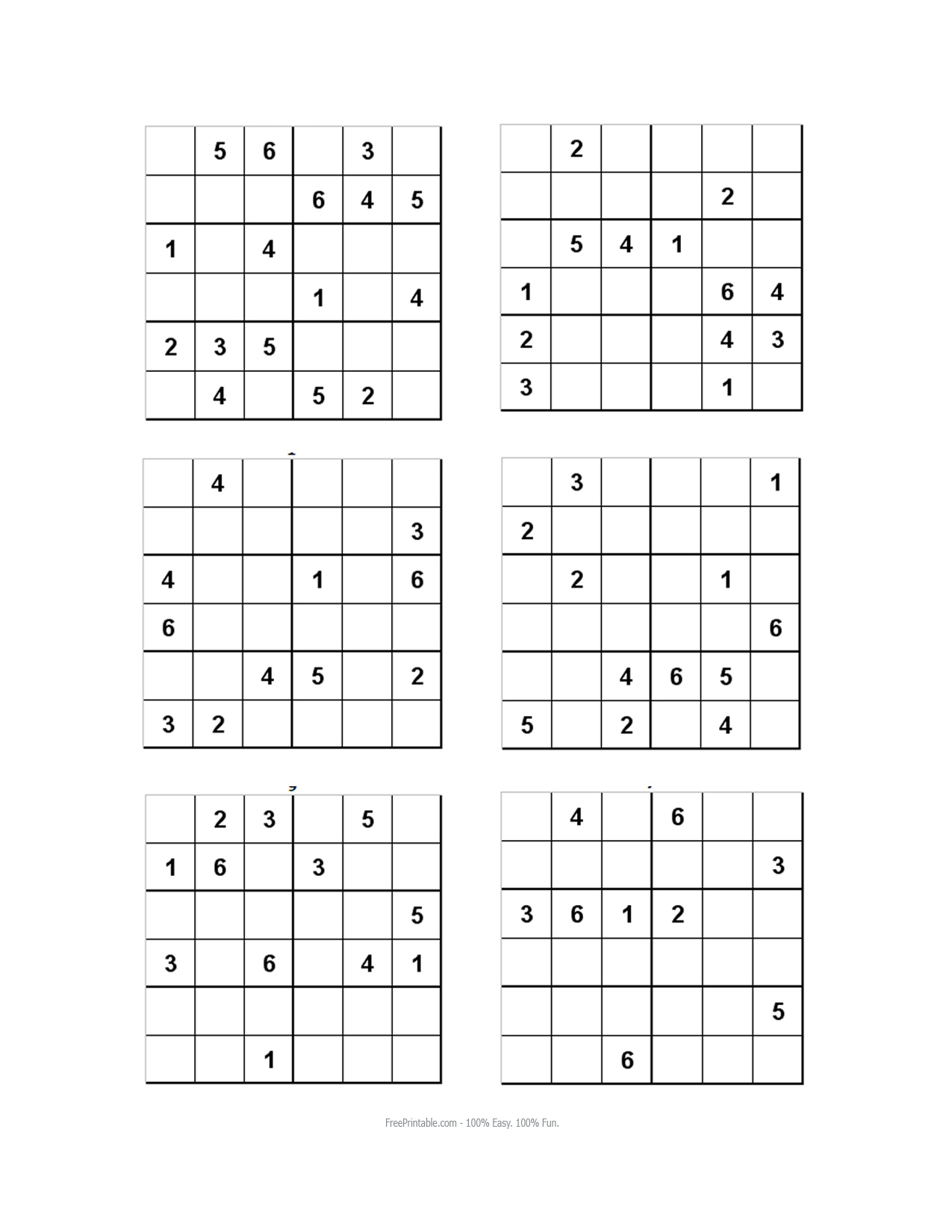 10 Best Photos Of Printable Sudoku For Kids 6 - Easy 6X6 Sudoku - Sudoku Puzzles Printable 6X6