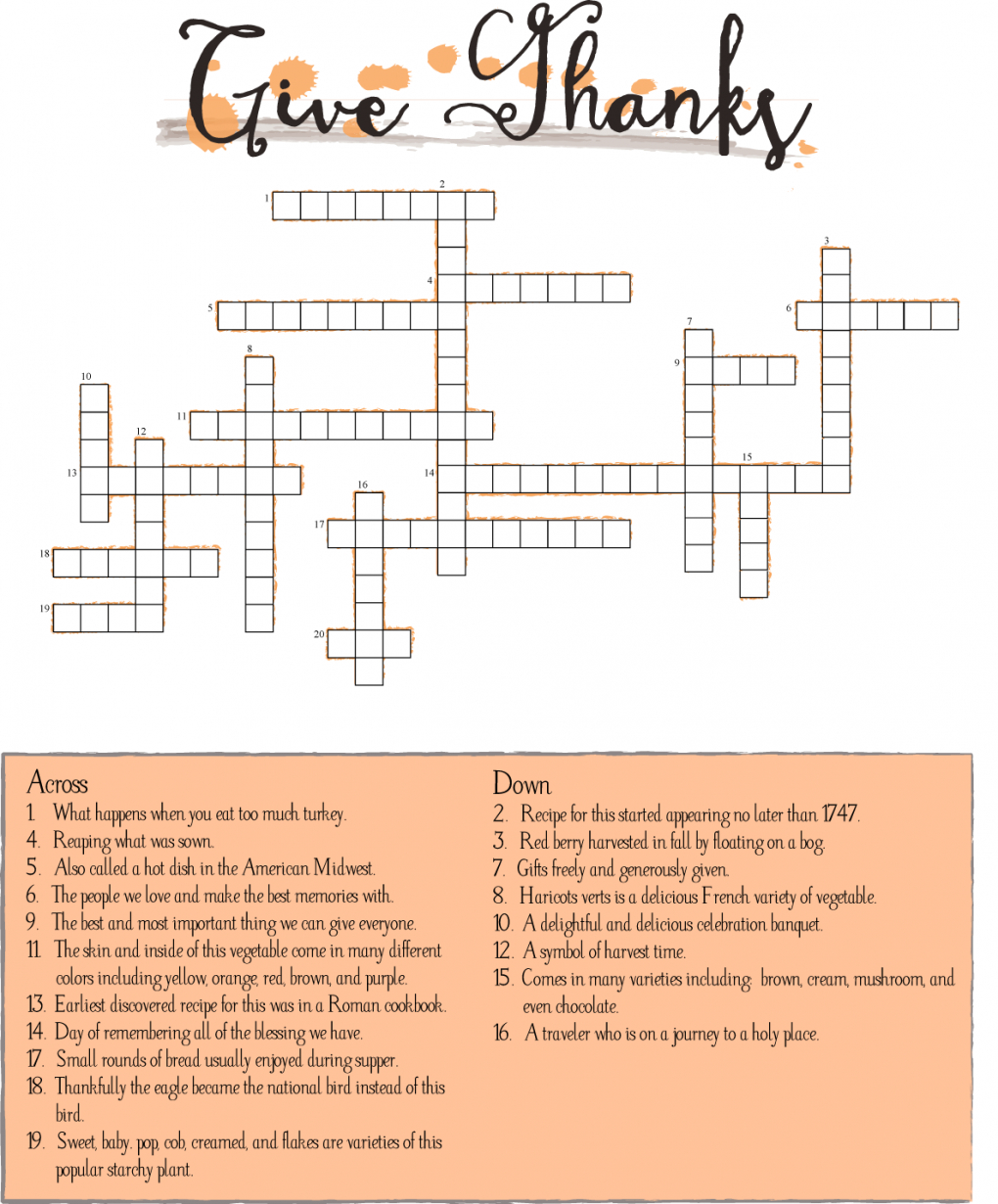 10 Superfun Thanksgiving Crossword Puzzles | Kittybabylove - Printable Crossword Puzzles For Thanksgiving