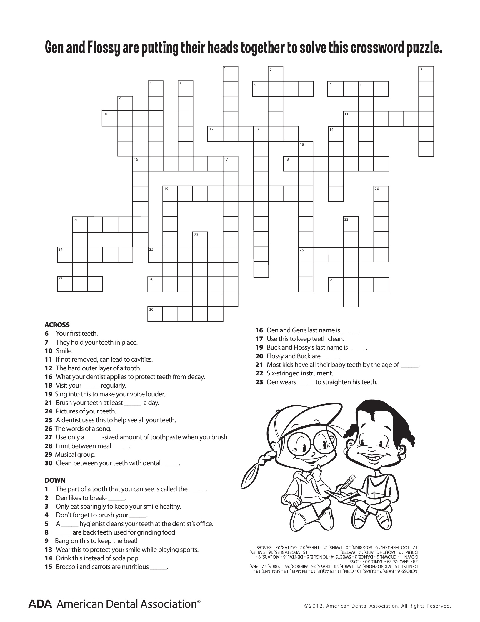 11 Dental Health Activities – Puzzle Fun (Printable) | Personal Hygiene - Printable Crossword Puzzles Grade 6