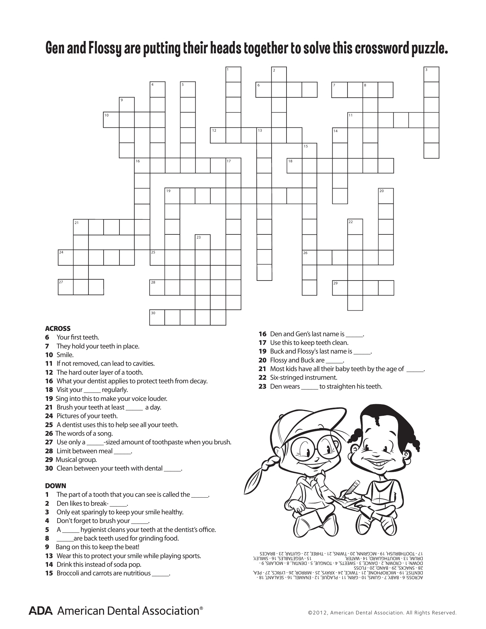 11 Dental Health Activities – Puzzle Fun (Printable) | Personal Hygiene - Printable Health Crossword Puzzles