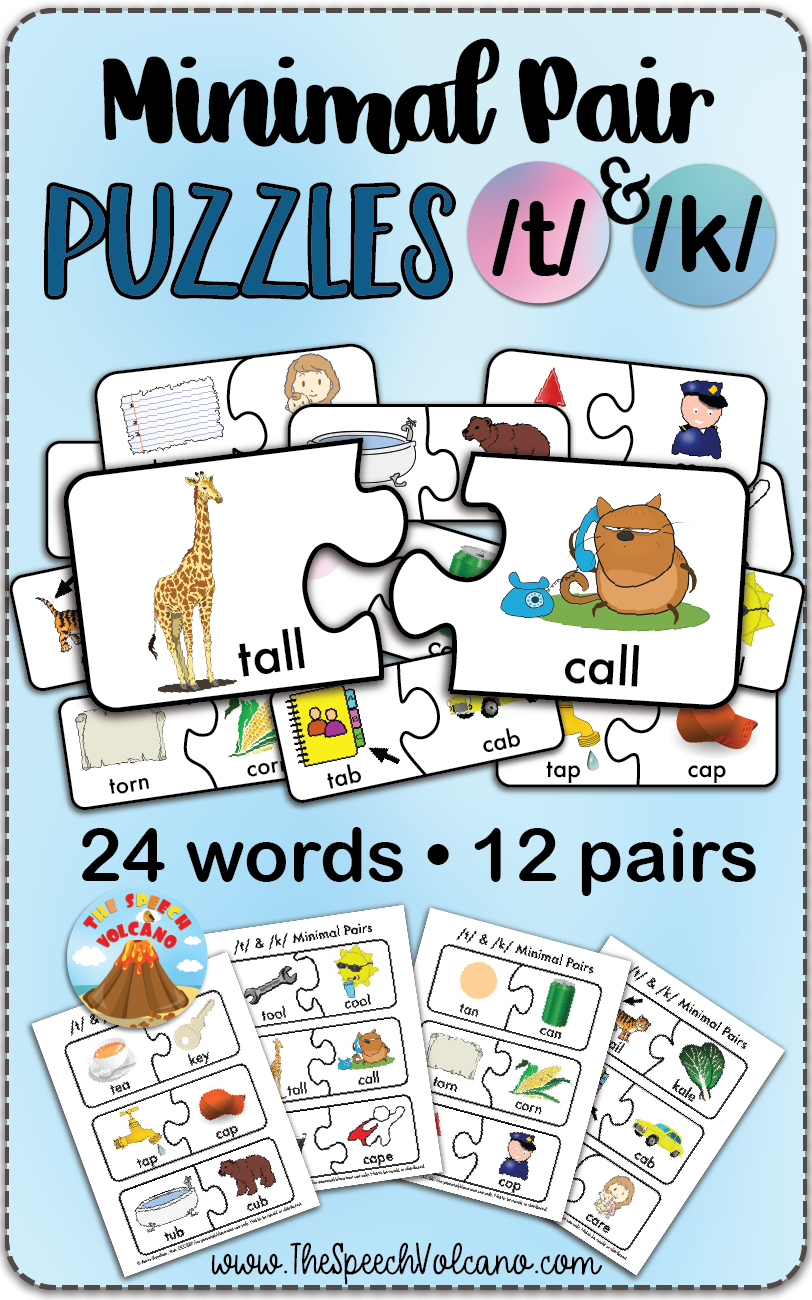 12 Minimal Pairs Of /t/ And /k/ Words Are Converted Into 24 Puzzle - K Print Puzzle