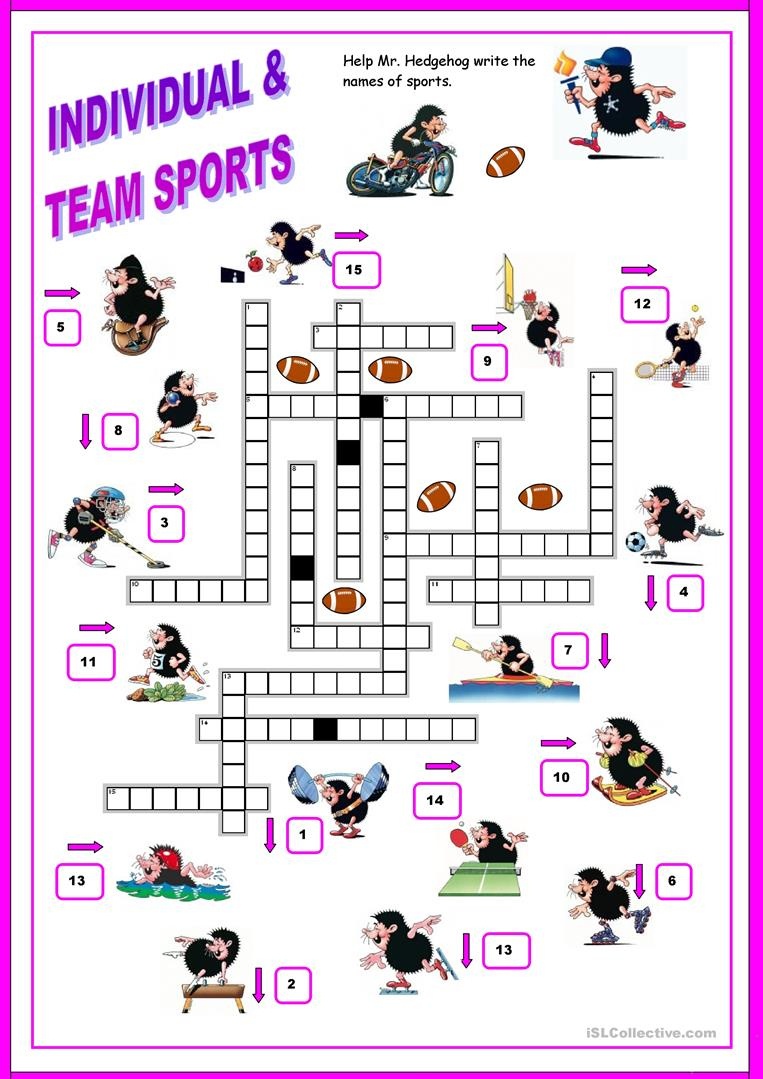 16 Free Esl Sports Crossword Worksheets - Free Printable Sports - Printable Sports Crossword Puzzles