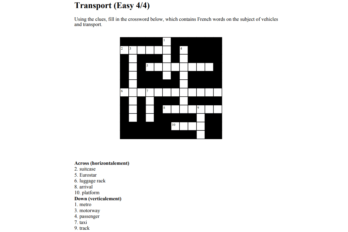 17 Free French Worksheets To Test Your Knowledge - Crossword Puzzles In French Printable
