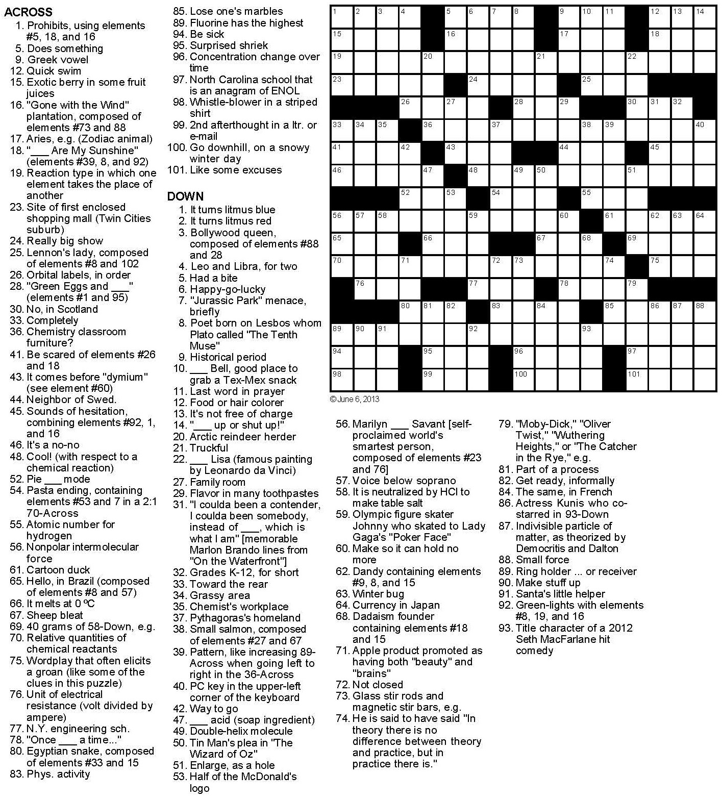 18 Educative Chemistry Crossword Puzzles | Kittybabylove - Crossword Puzzle Chemistry Printable