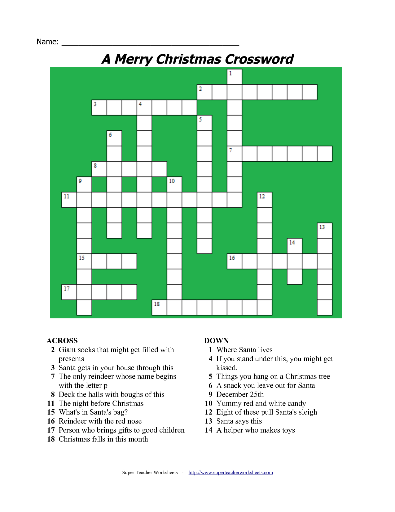 20 Fun Printable Christmas Crossword Puzzles | Kittybabylove - Printable Christmas Crossword Puzzles With Answers