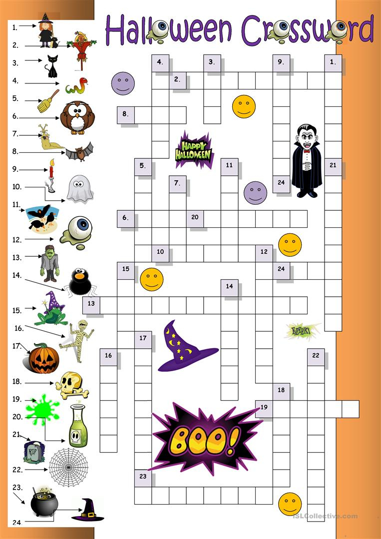 23 Free Esl Halloween Crossword Worksheets - Halloween Crossword Puzzle Printable