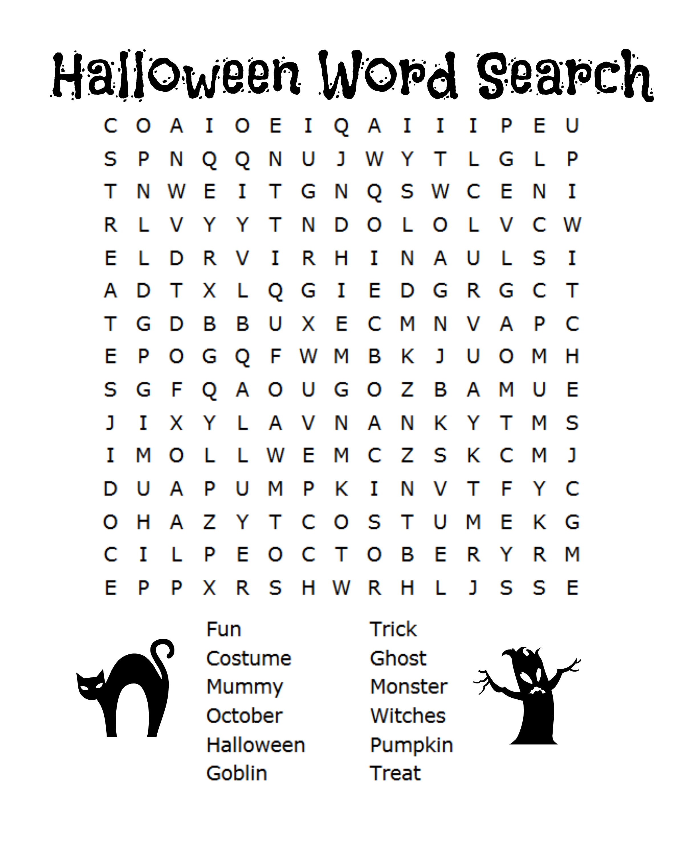 26 Spooky Halloween Word Searches | Kittybabylove - Free Printable - Printable Halloween Crossword Puzzles Word Searches