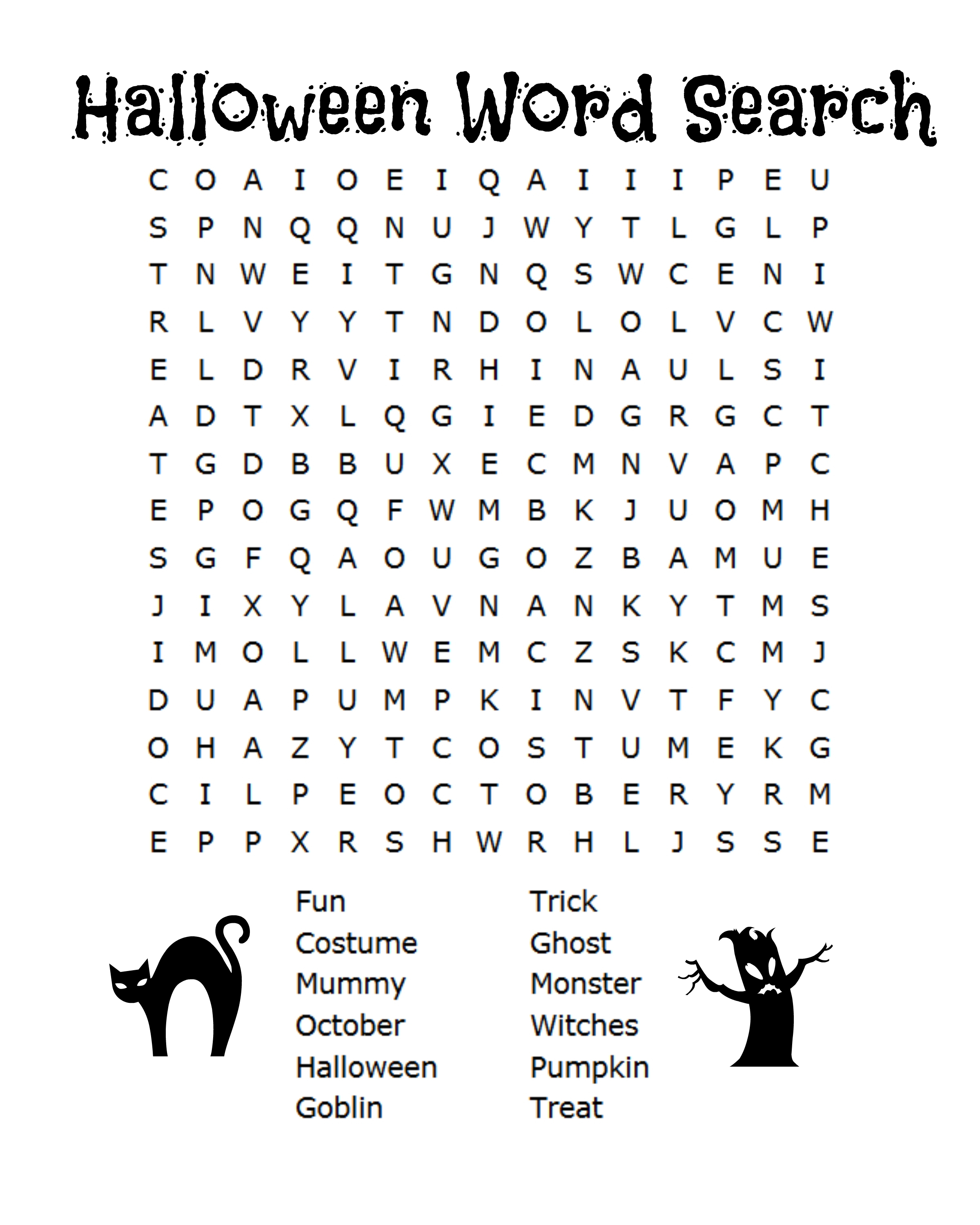 26 Spooky Halloween Word Searches | Kittybabylove - Free Printable - Printable Halloween Puzzles