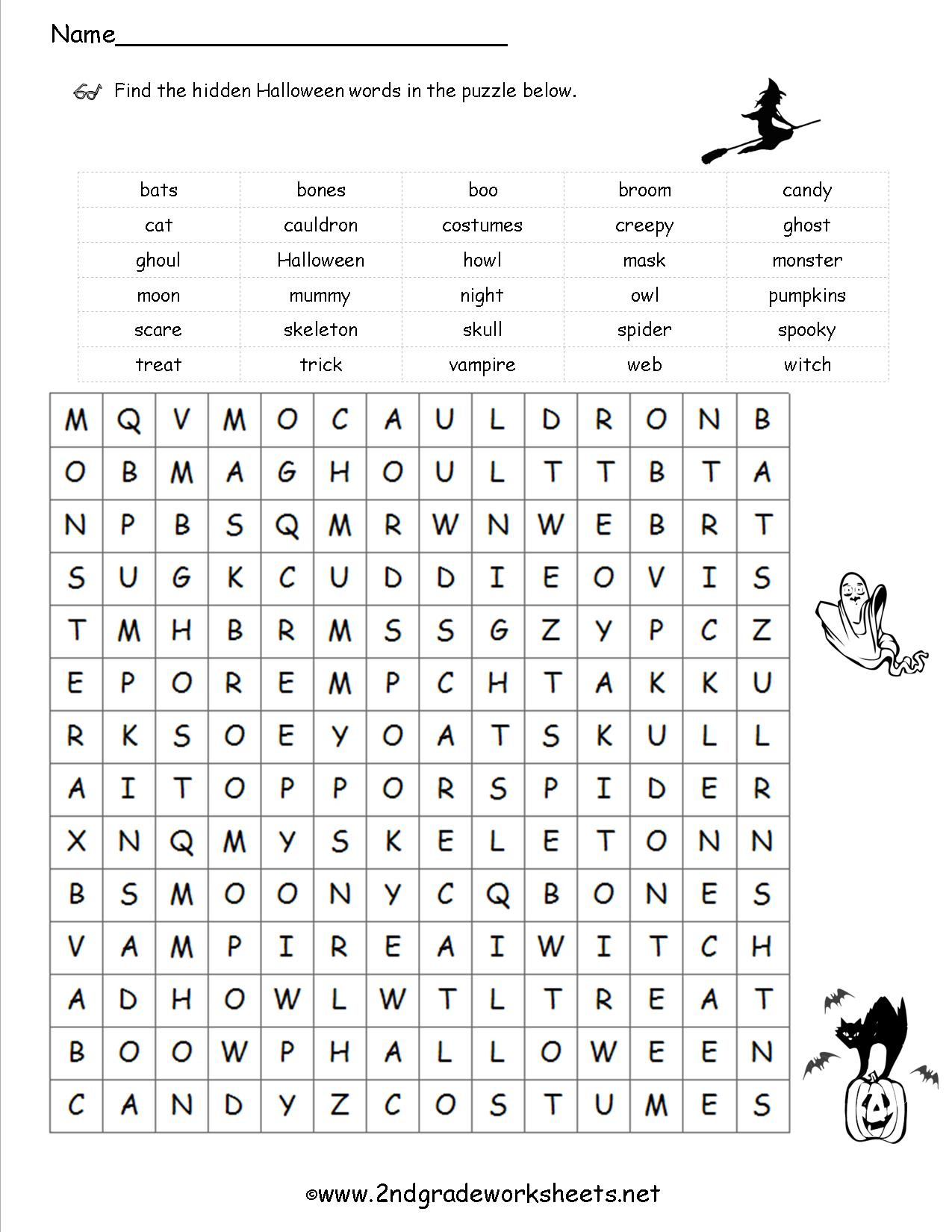 2Nd Grade Worksheets Printables For Halloween - 16.2.hus-Noorderpad - Reading Printable Puzzle