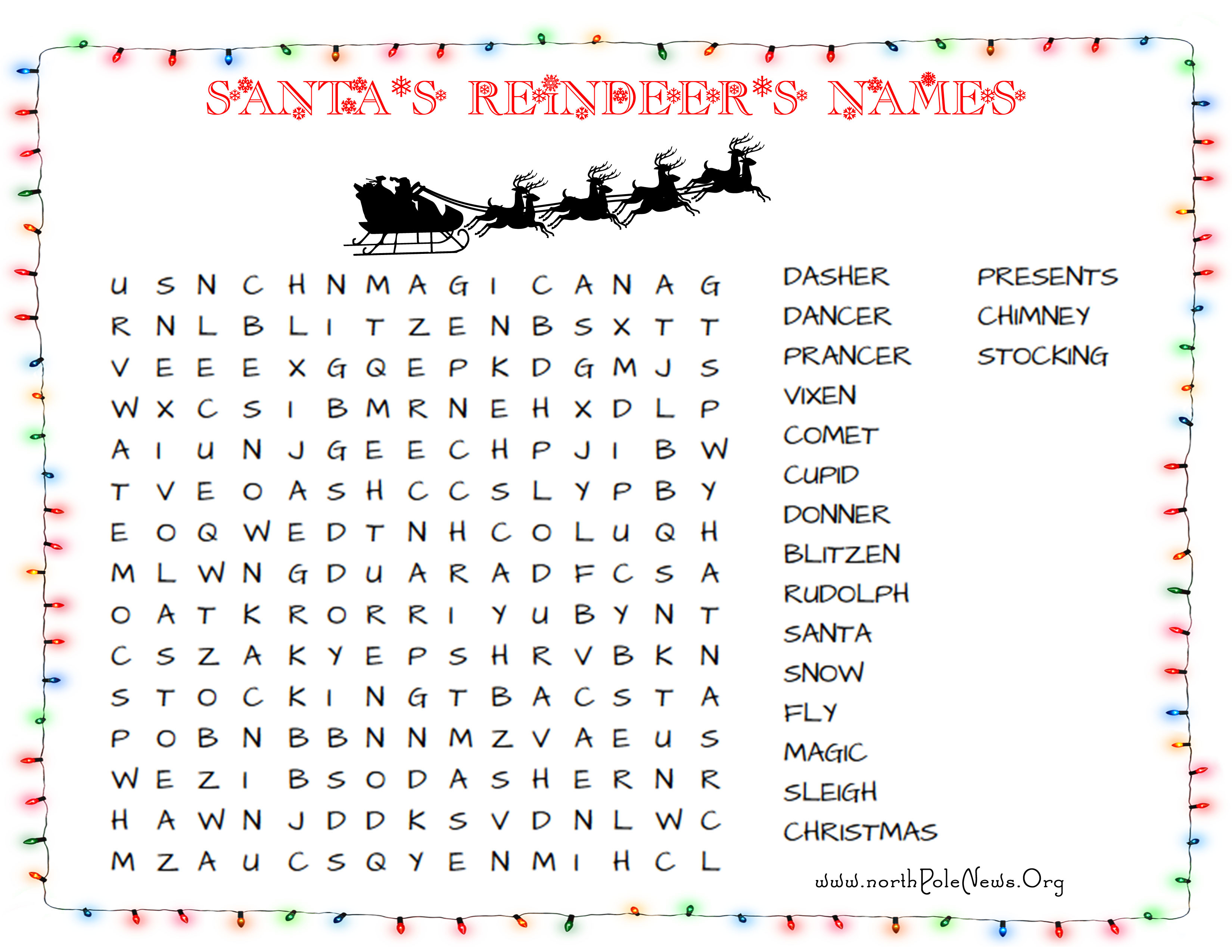 A crossword puzzle with Santa Claus and other Christmas-themed words