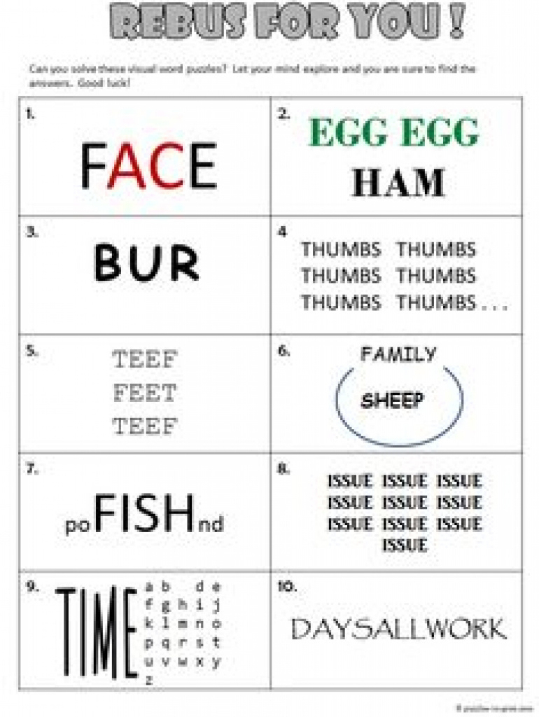 34 Best Rebus Puzzles Images On Pinterest | Puzzles, Brain Teaser - Printable Thinking Puzzles