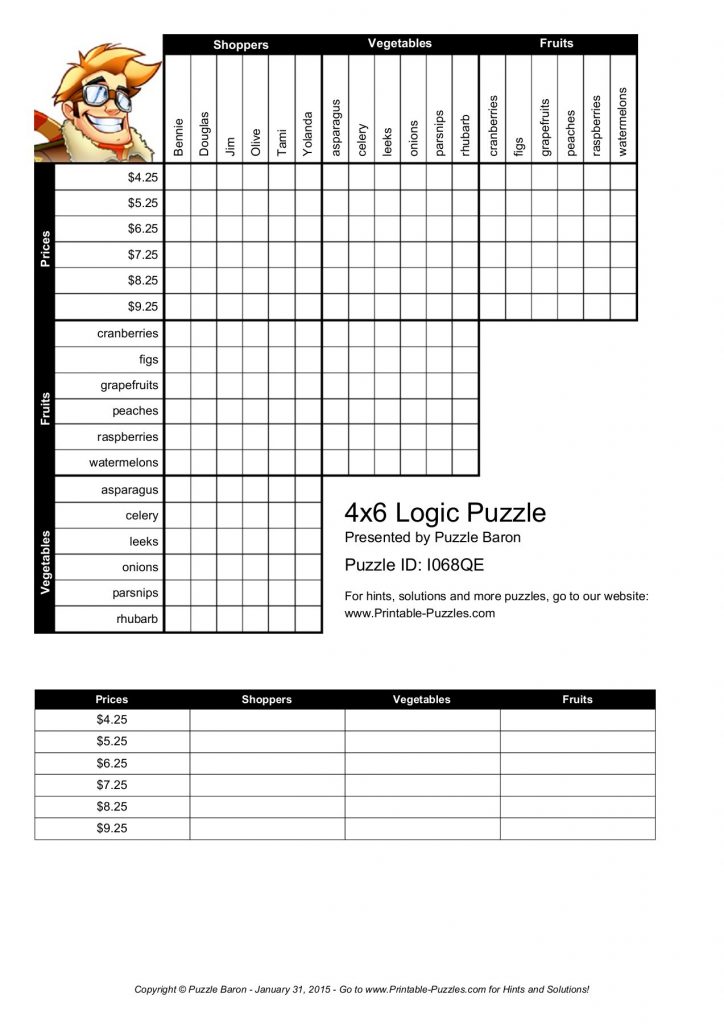 4X6 Logic Puzzle Logic Puzzles Play Online Or Print Pages 1