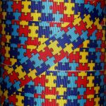 5 Yds 1" Rainbow Autism Awareness Puzzle Grosgrain Printed Ribbon 4   Puzzle Print Ribbon