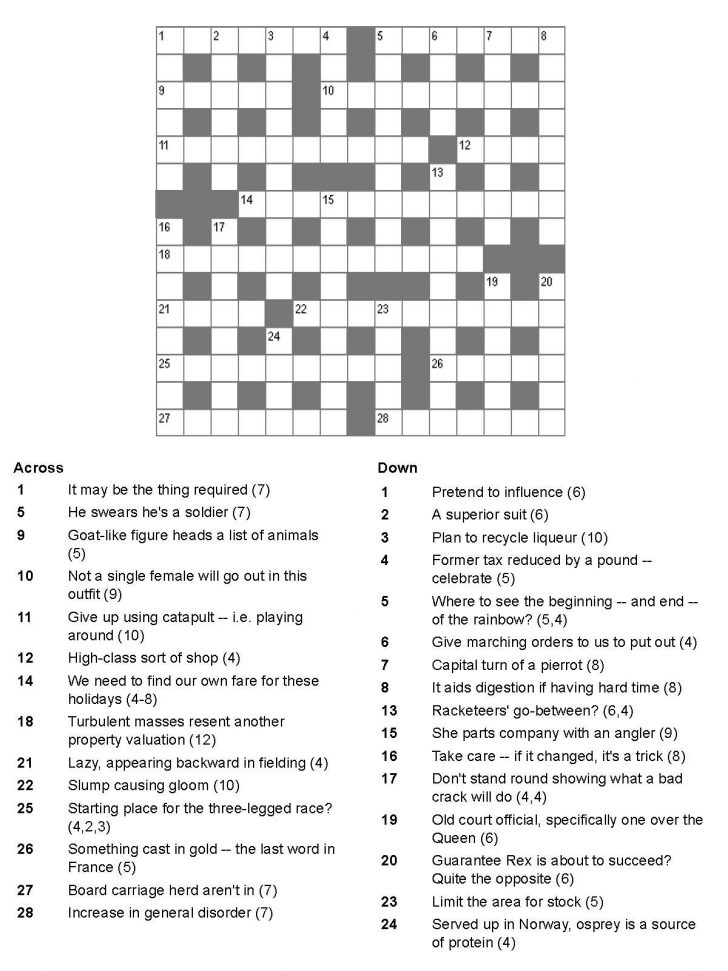 Printable Summer Crossword Puzzles