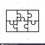 6 White Puzzles Pieces Arranged In A Rectangle Shape. Jigsaw Puzzle   Print Jigsaw Puzzle