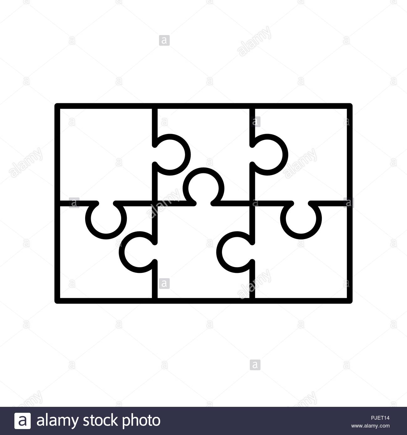 6 White Puzzles Pieces Arranged In A Rectangle Shape. Jigsaw Puzzle - Print Jigsaw Puzzle