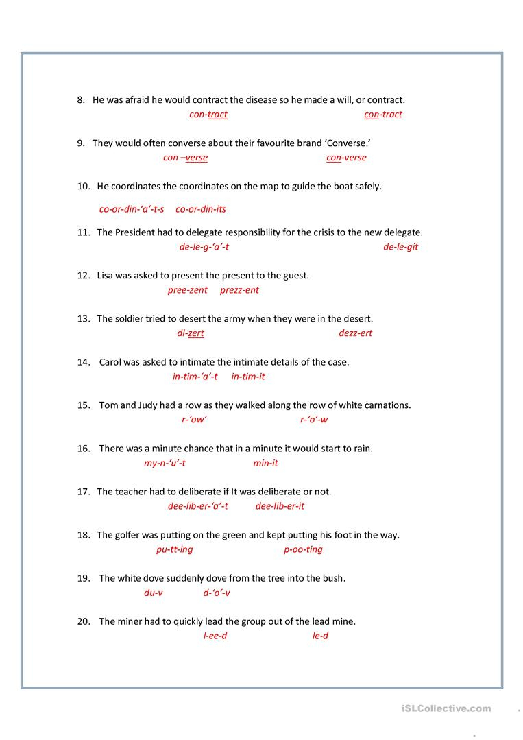 8+ Printable Homographs Examples - Pdf | Examples - Printable Homograph Puzzles