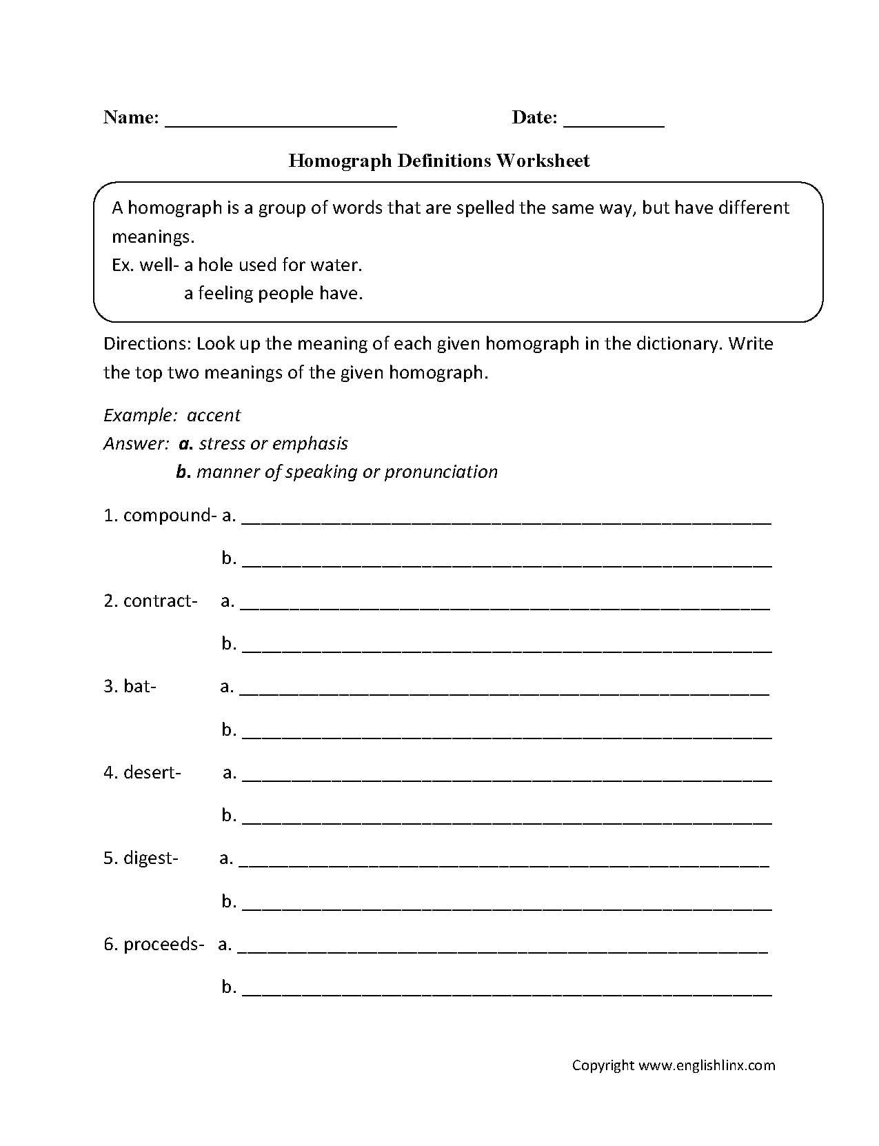 8+ Printable Homographs Examples - Pdf | Examples - Printable Homograph Puzzles