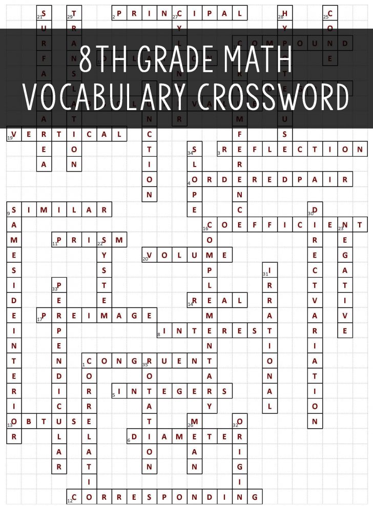Printable Math Vocabulary Crossword Puzzles
