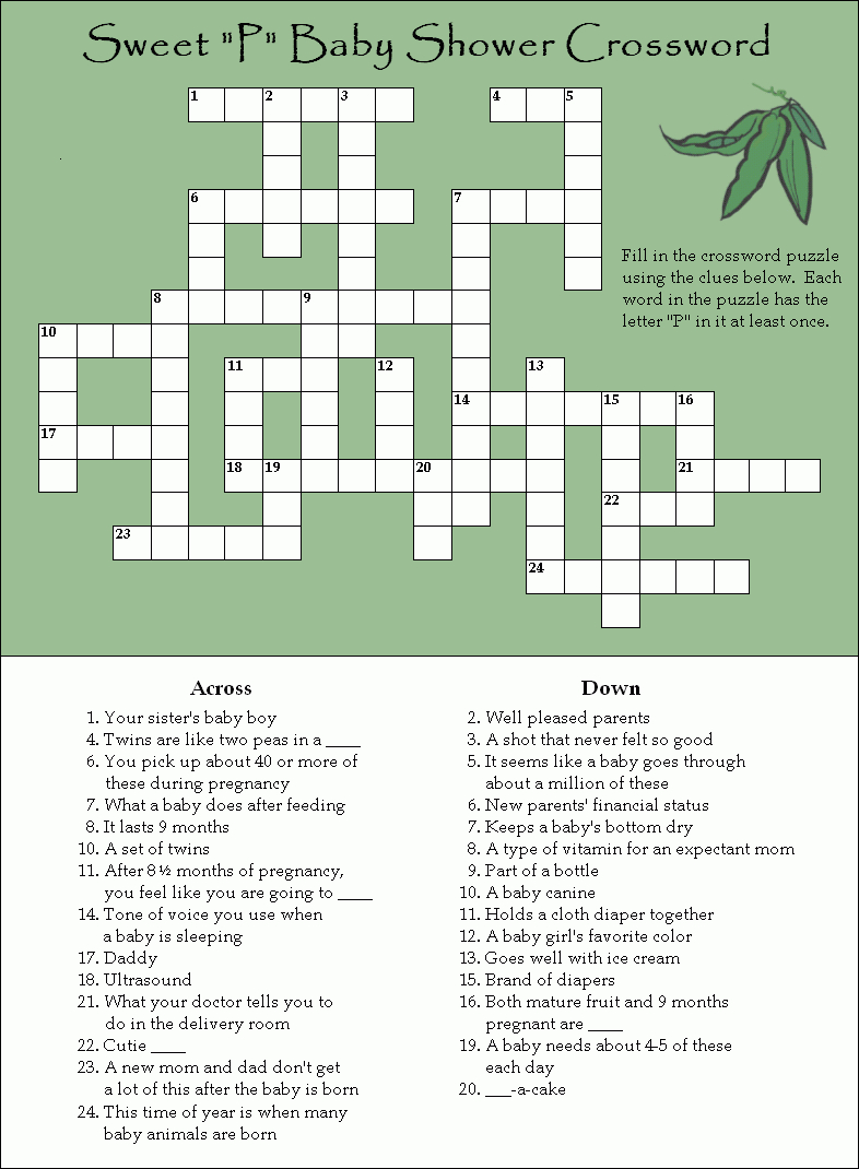 A Fun And Free Baby Shower Crossword Puzzle - Create Own Crossword Puzzles Printable