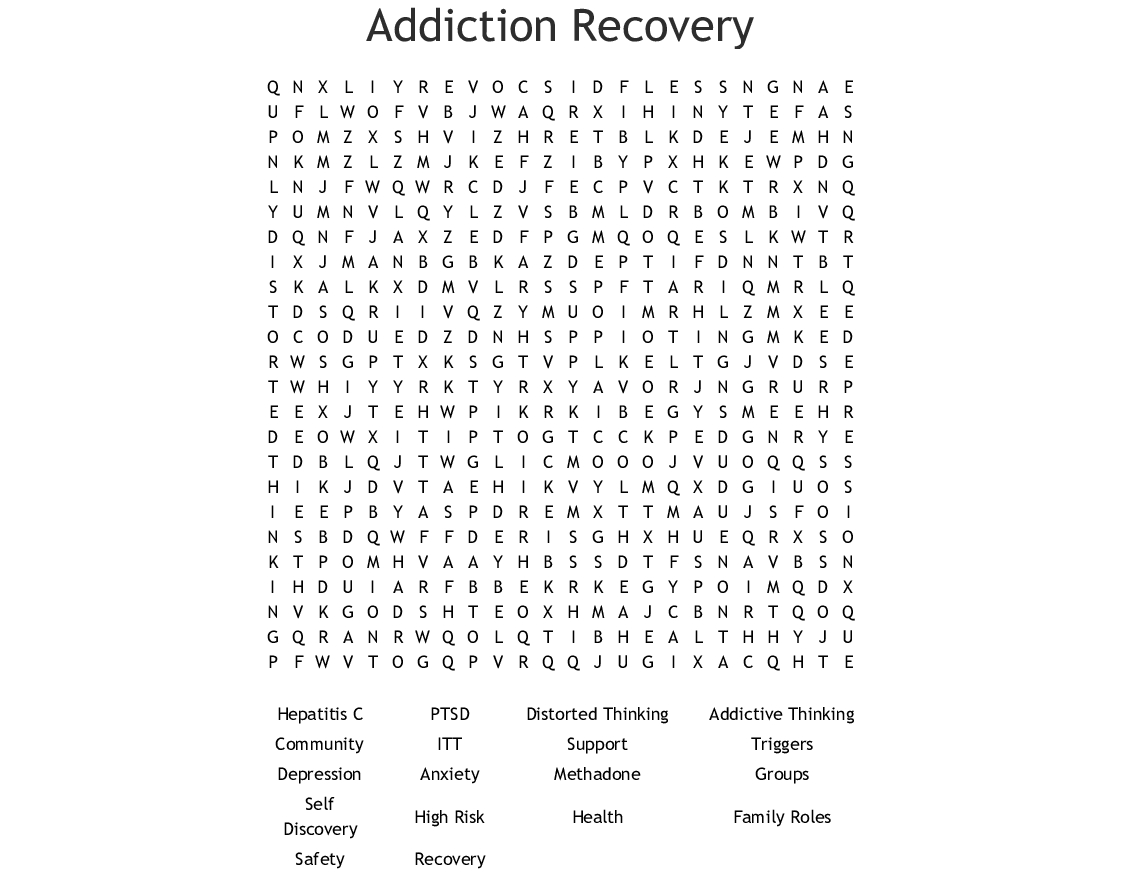 Addiction Recovery Word Search - Wordmint - Printable Recovery Crossword Puzzles