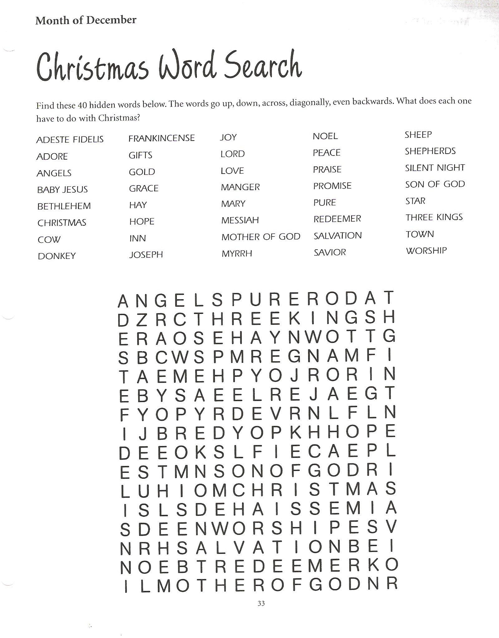 Advent &amp;amp; Christmas Resources - Church Of St. Peter&amp;#039;s Mendota Church - Printable Word Puzzles For 5Th Grade