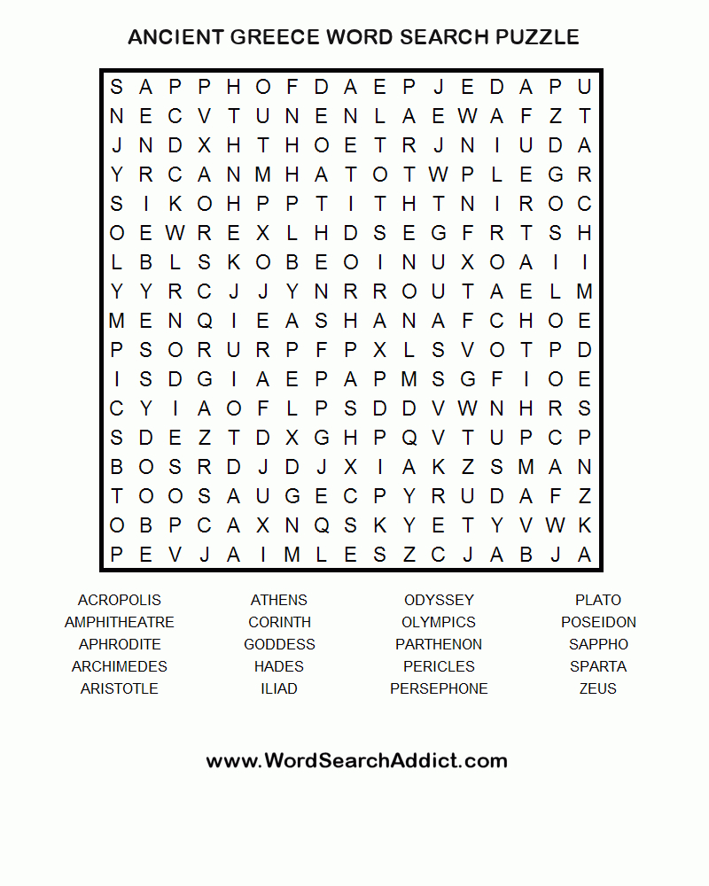 Ancient Greece Printable Word Search Puzzle | Teaching-Social - Printable History Puzzles