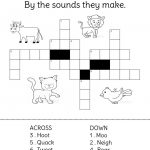 Animals And Their Sounds Crossword Puzzle.   Crossword Puzzles For Kids   Printable Crossword Puzzle Animals