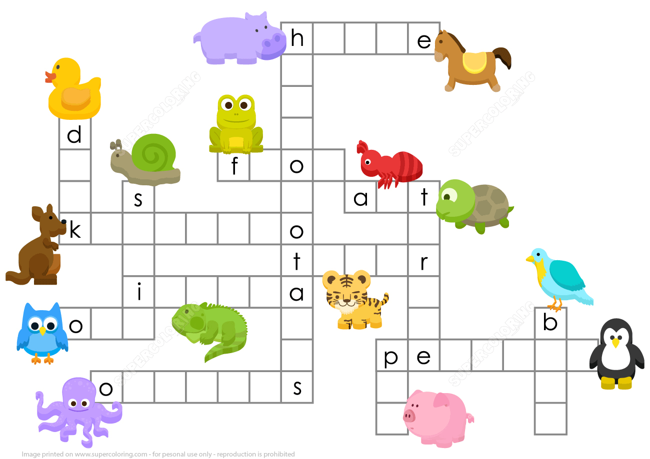 Animals Crossword Puzzle | Free Printable Puzzle Games - Printable Crossword Puzzle Animals