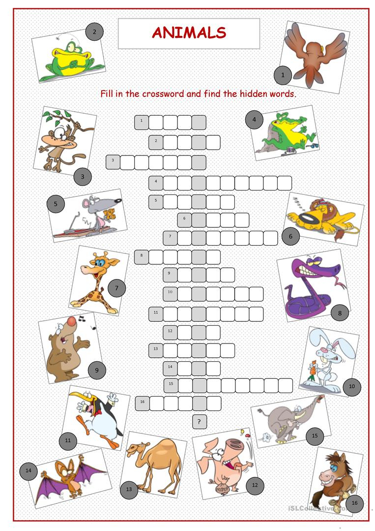 Animals Crossword Puzzle Worksheet - Free Esl Printable Worksheets - Printable Crossword Animal