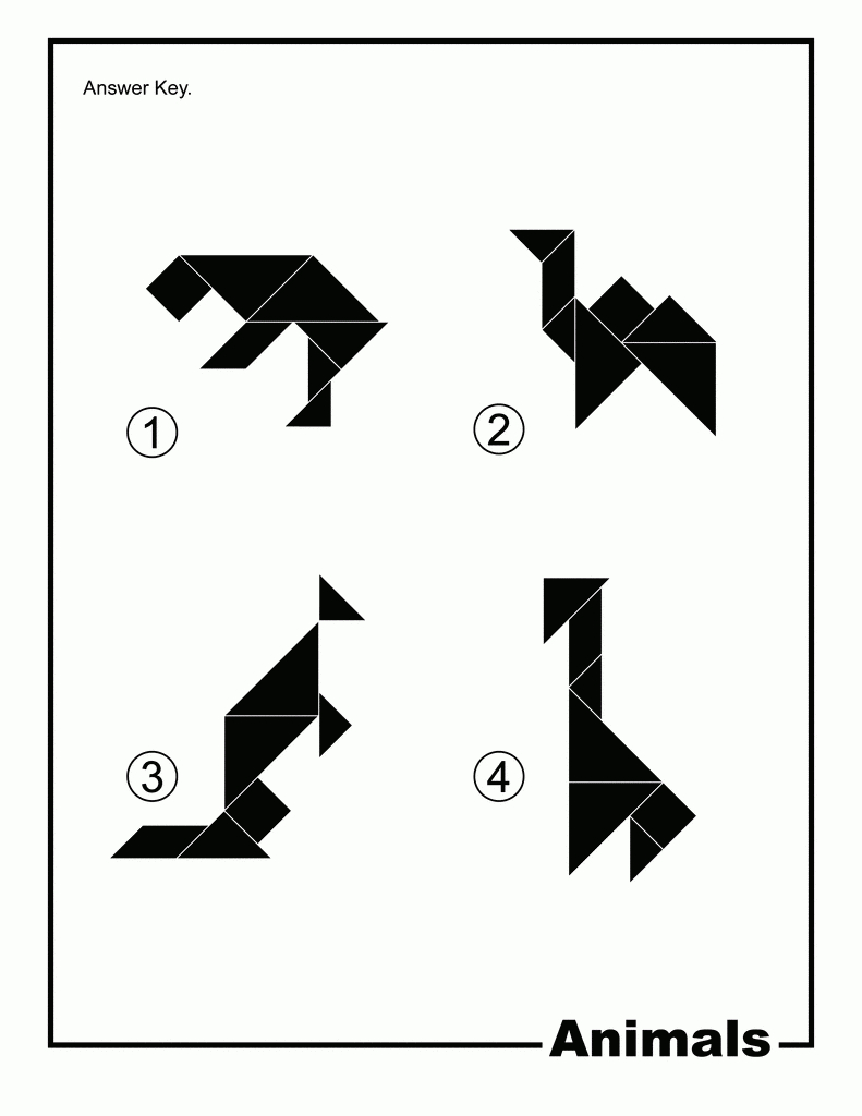 Animals Silhouette Solution Tangram Card | Clipart Etc - 7 Piece Tangram Puzzle Printable