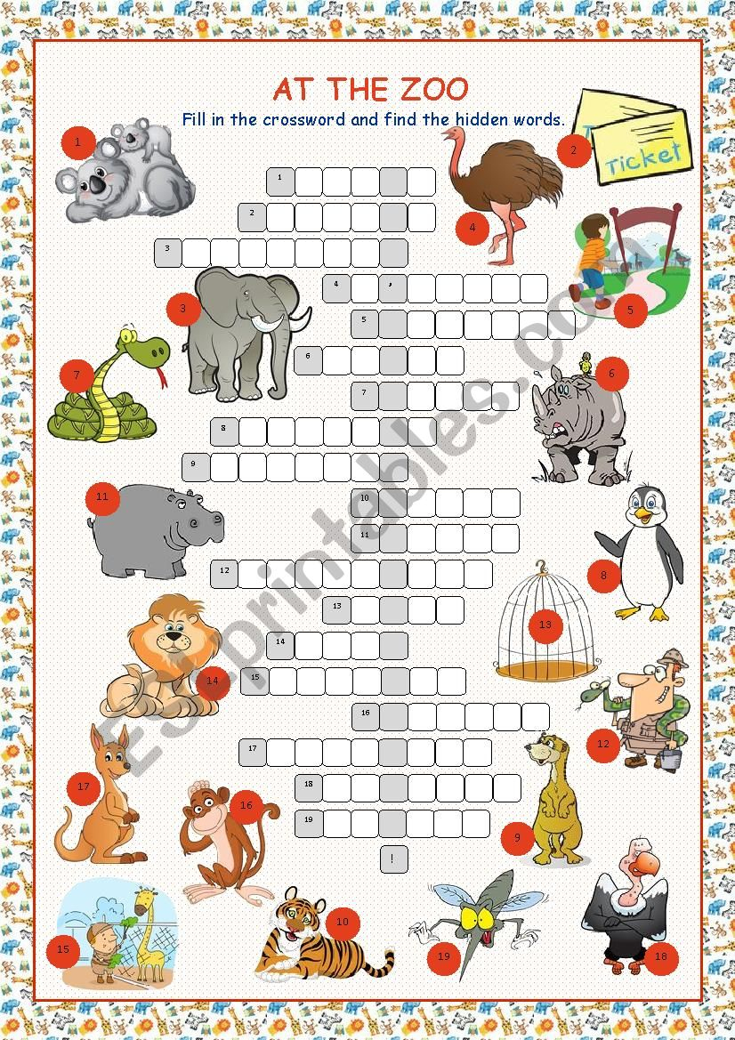 zoo crossword puzzle printable printable crossword puzzles