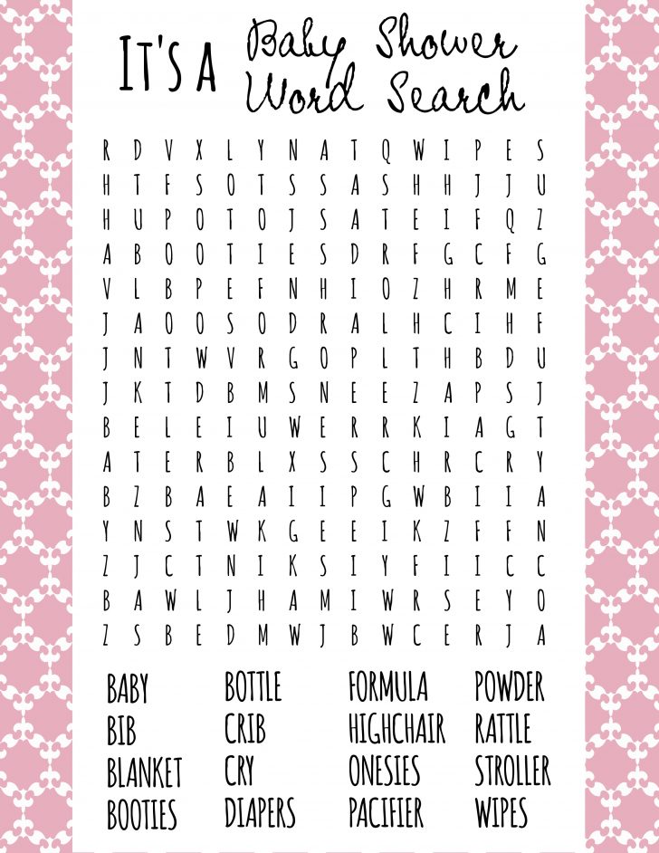 Printable Baby Shower Crossword Puzzle Game