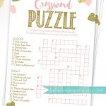 Baby Shower Crossword Puzzle Game . Pink And Gold Girl Baby Shower   Free Printable Baby Shower Crossword Puzzle