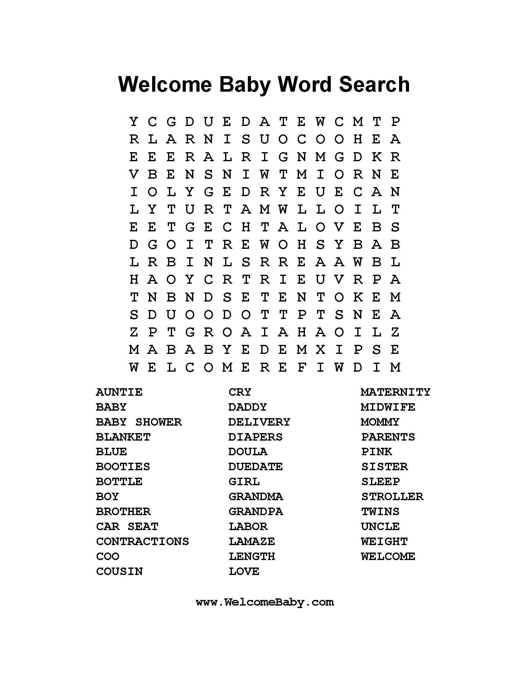 Baby Shower Welcome Scramble Games And Answers Nursery Rhyme - Printable Crossword Puzzles For Baby Shower