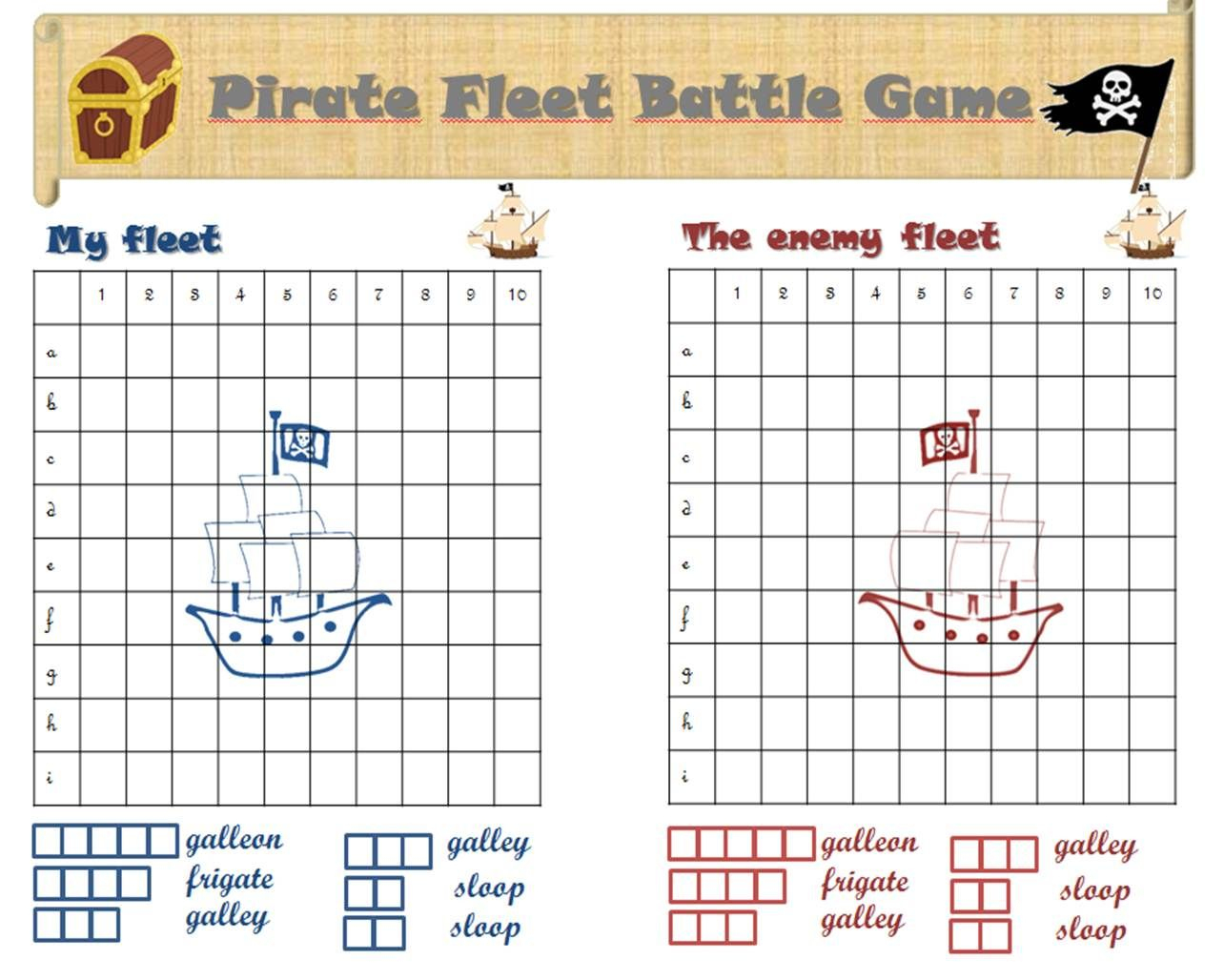 Battleship Printable Game - The Pirate Version! | ***tips &amp; Tricks - Printable Battleships Puzzle