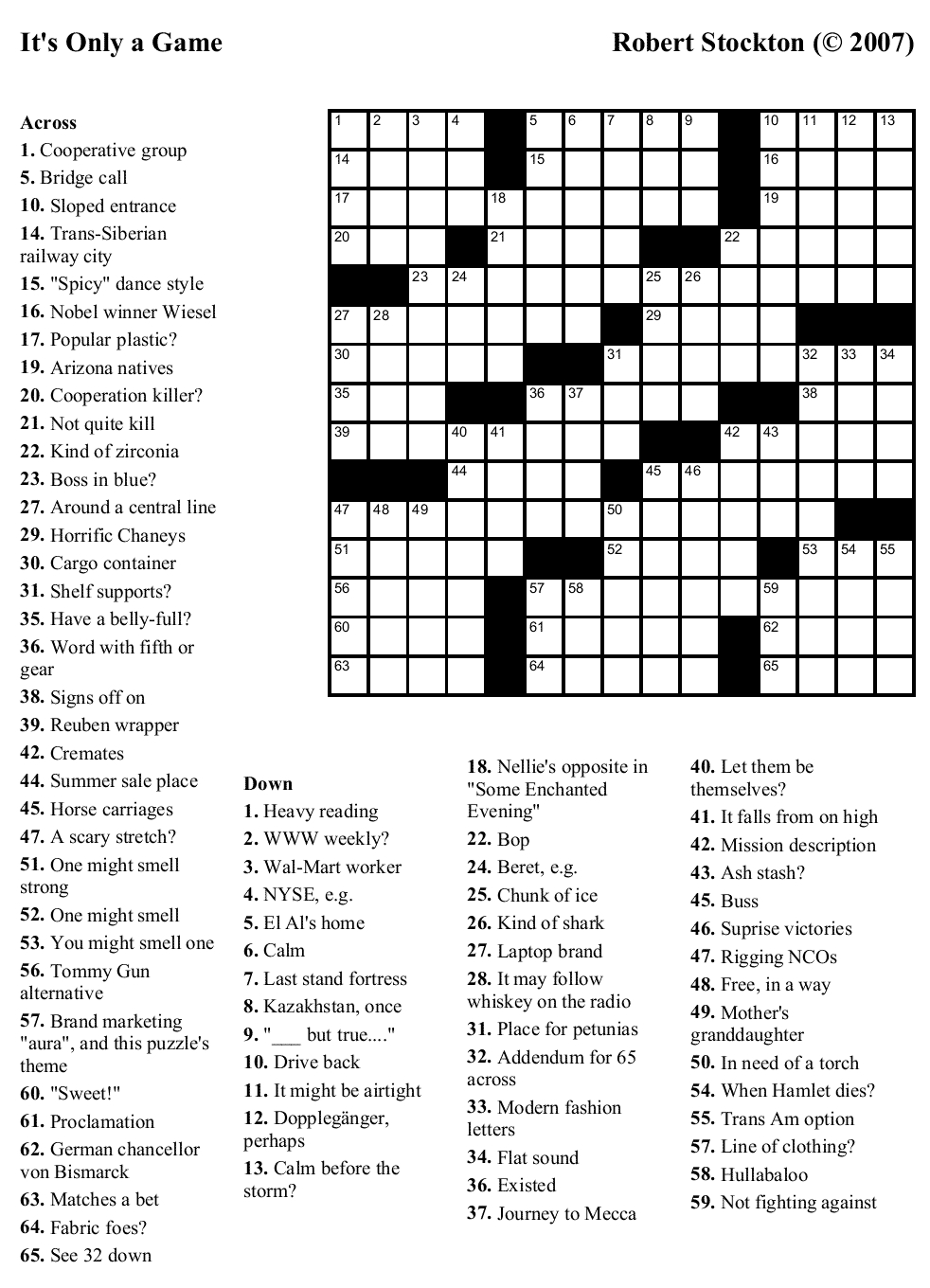 november printable free daily crosswords