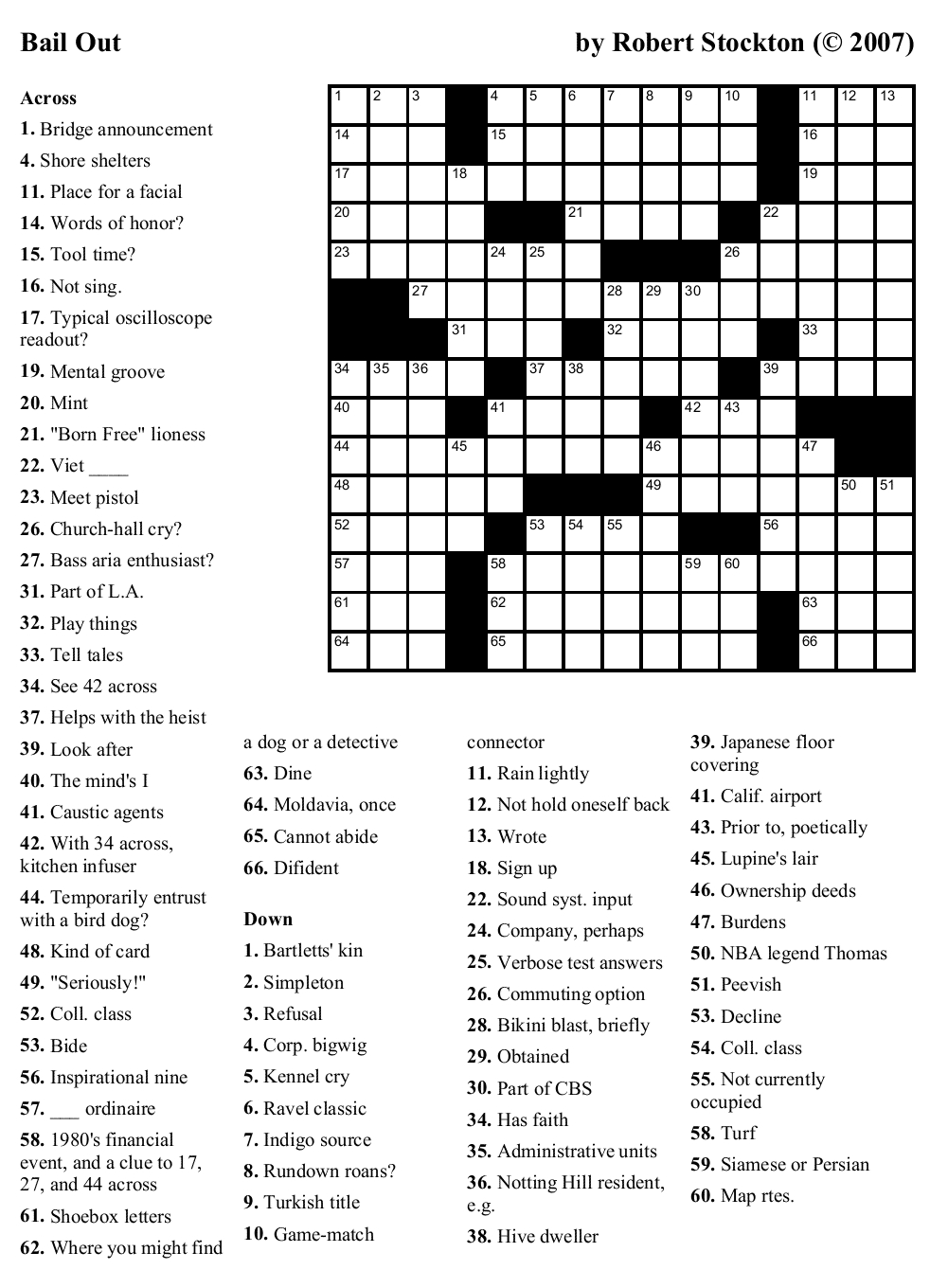 Beekeeper Crosswords - Printable Crossword #4