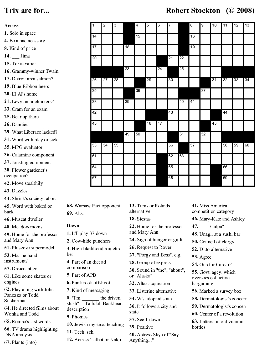 Beekeeper Crosswords - Printable Crossword Celebrity