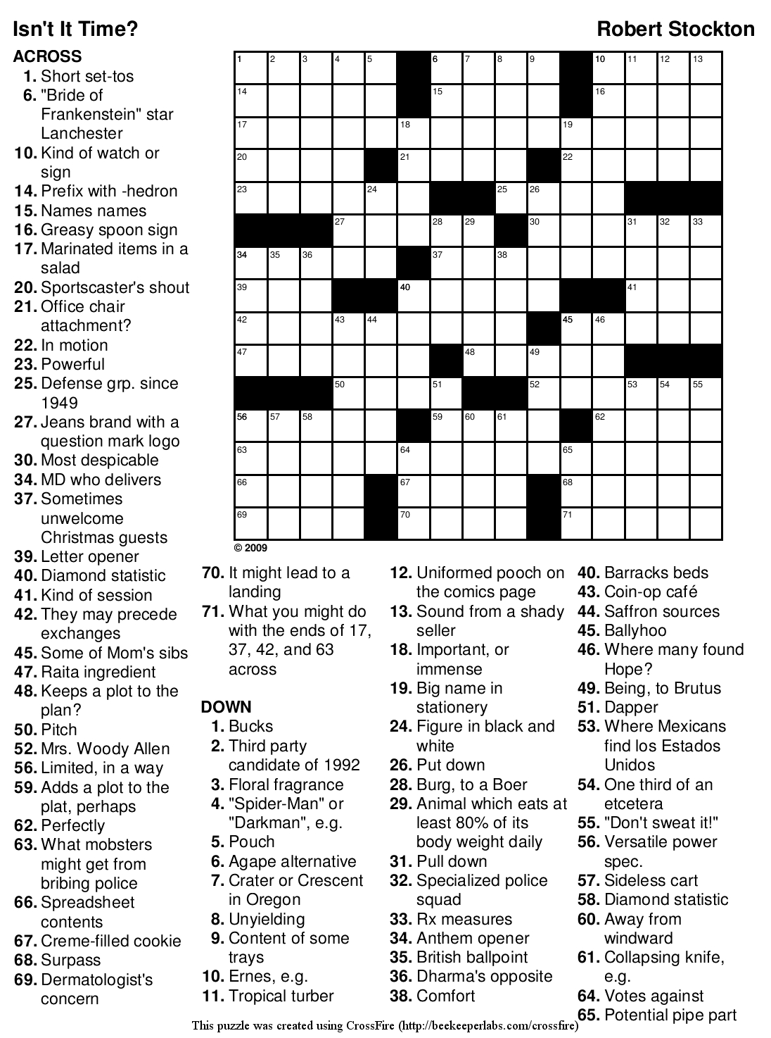 Beekeeper Crosswords - Printable Crossword Puzzles Pop Culture