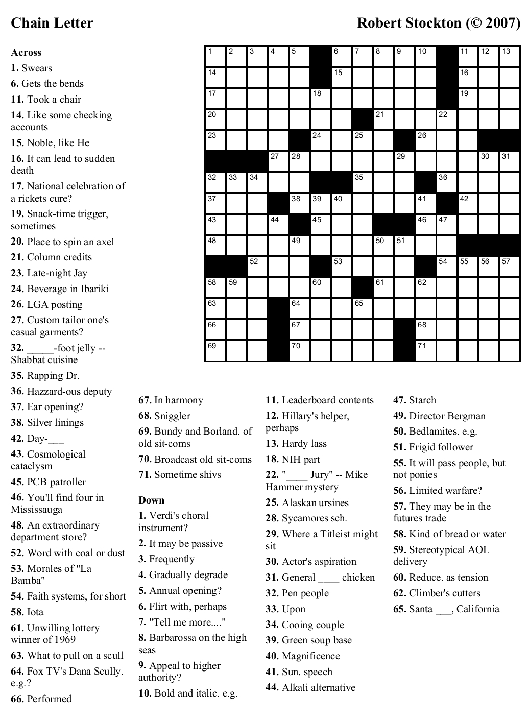 Beekeeper Crosswords - Printable Crossword Puzzles Tv Shows