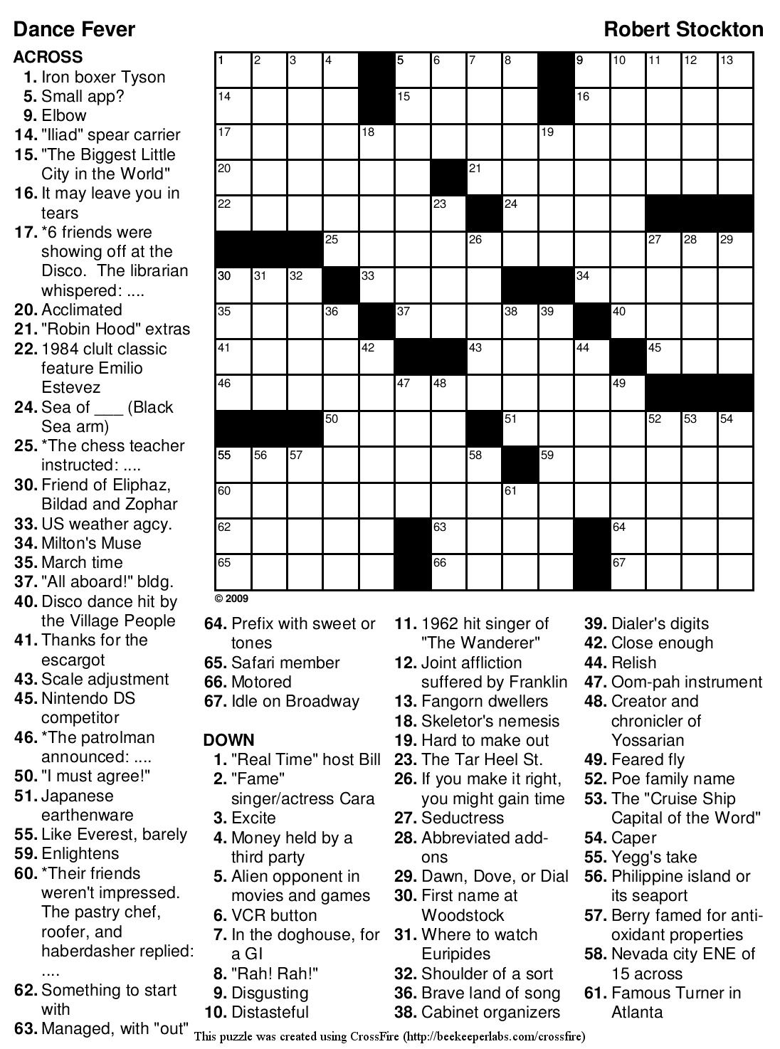 Beekeeper Crosswords - Printable Crossword Solutions