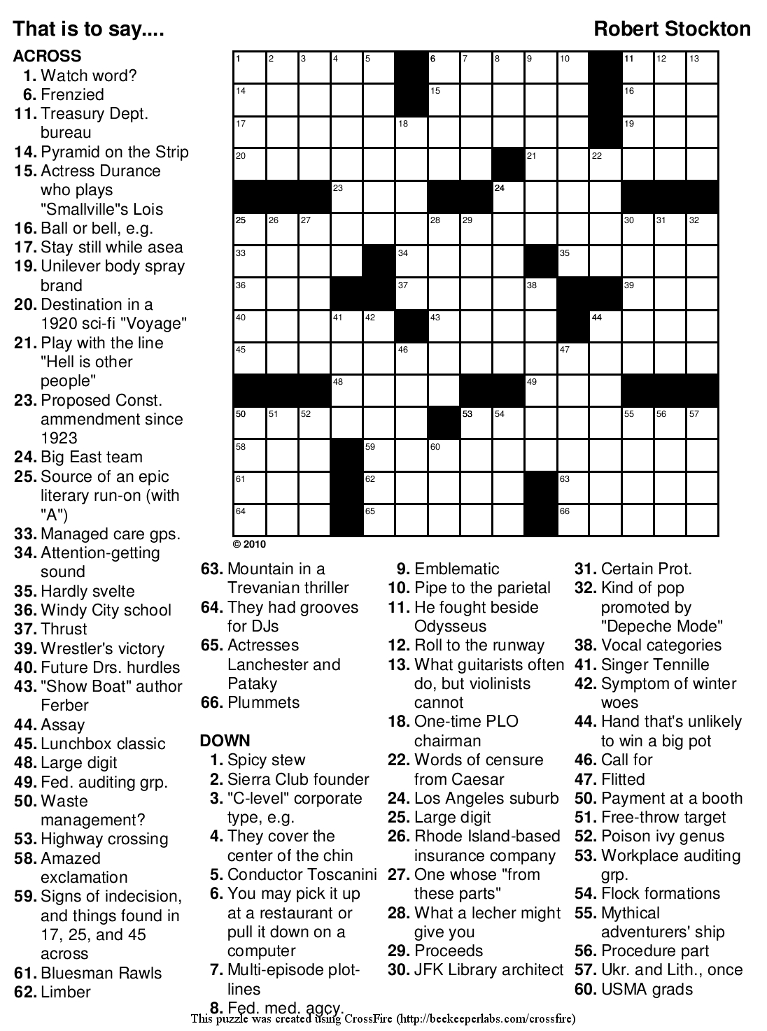 Beekeeper Crosswords - Printable Large Crossword