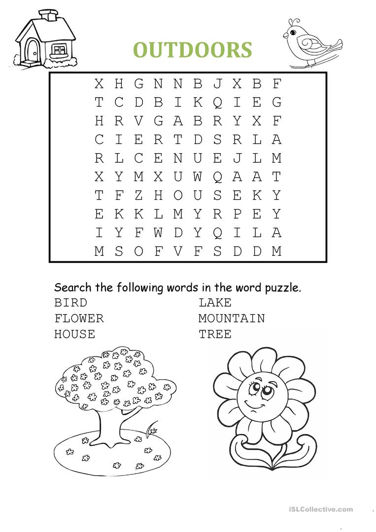 Being Outdoors: Word Puzzle Worksheet - Free Esl Printable - Worksheet Word Puzzle