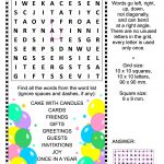 Birthday Zigzag Word Search Puzzle | Free Printable Puzzle Games   Printable Birthday Puzzle