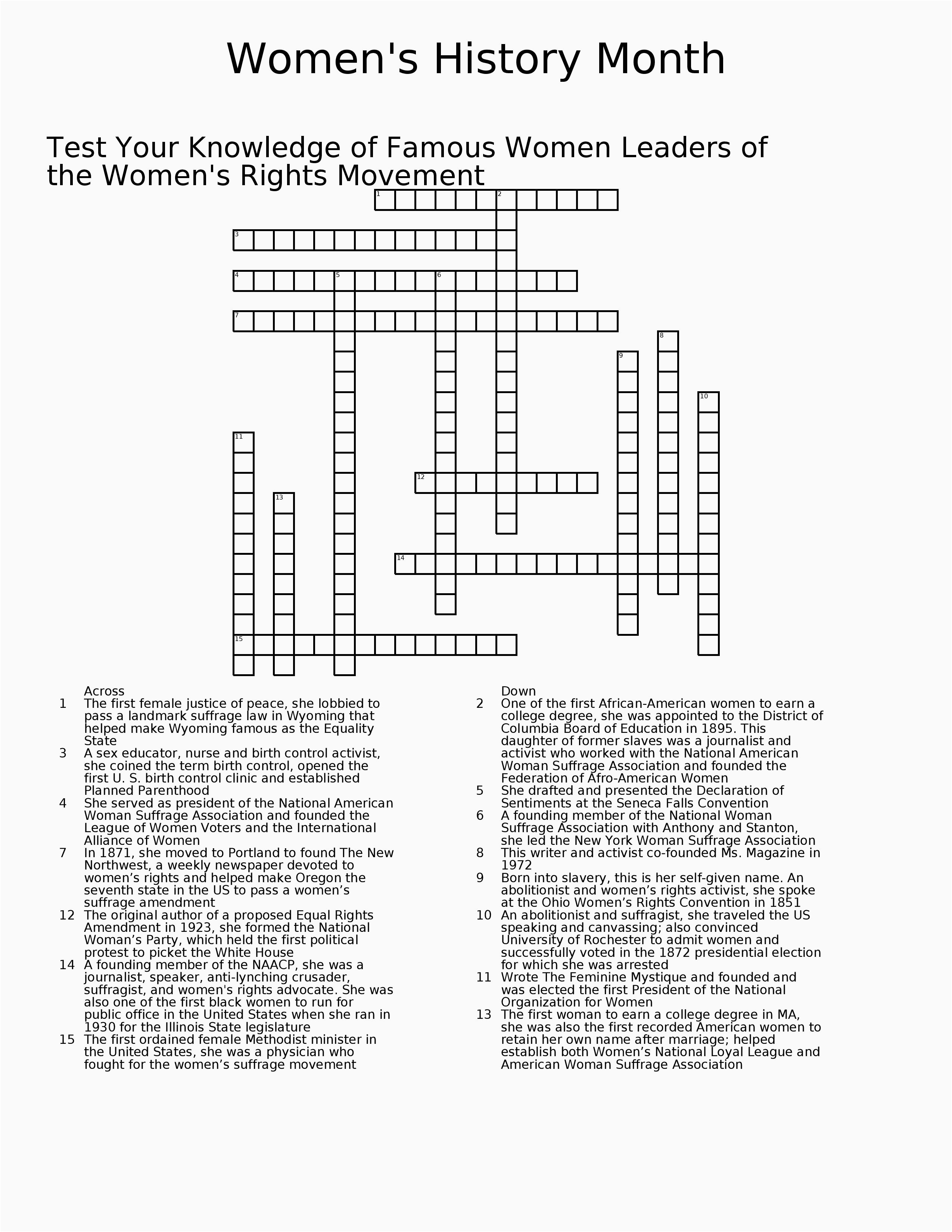 Black History Crossword Puzzle Printable – Open-Source-Design - Printable History Crossword