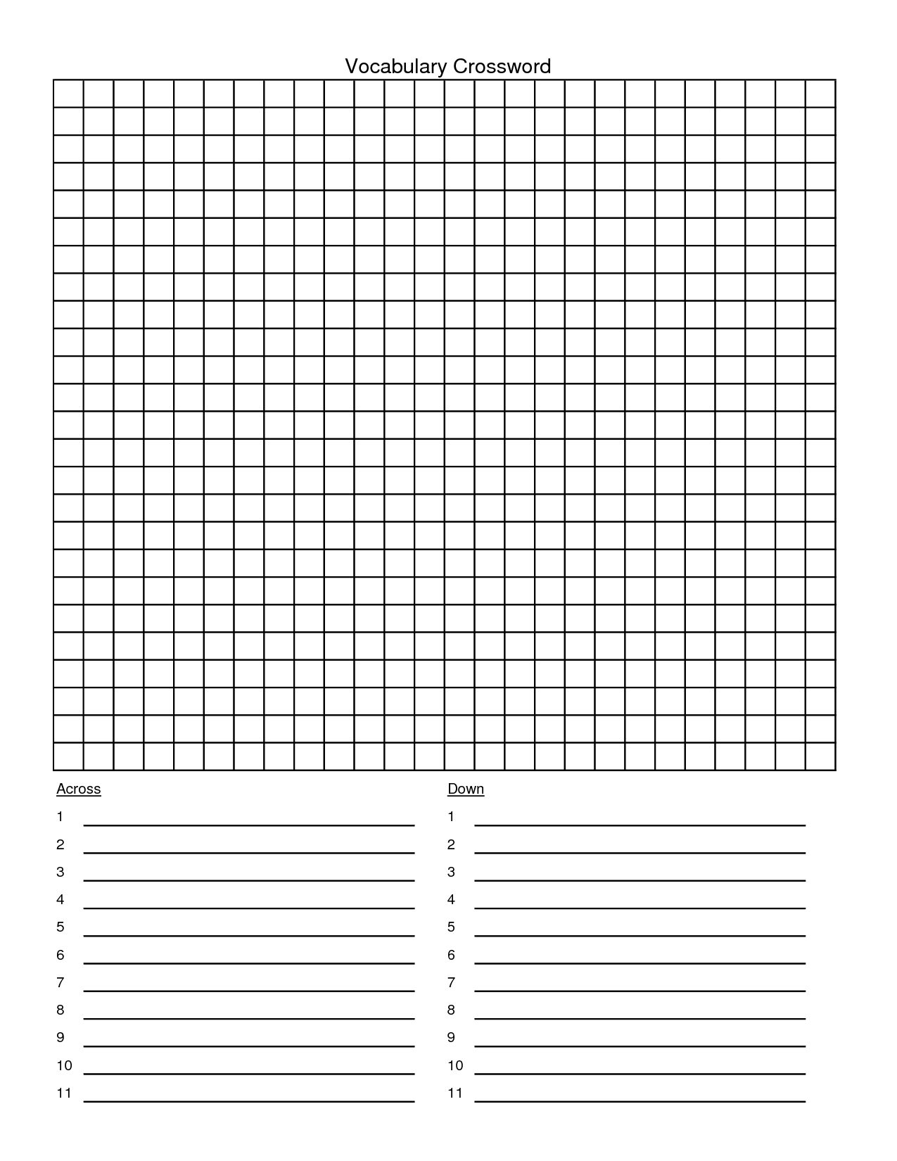 Blank Crossword Template. Blank Crossword Puzzle Clues Template - Printable Blank Crossword Puzzle Grid