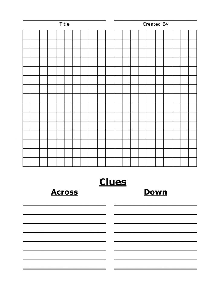 Blank Crossword Puzzle Printable
