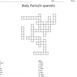 Body Parts(In Spanish) Crossword   Wordmint   Free Printable Crossword Puzzles Body Parts