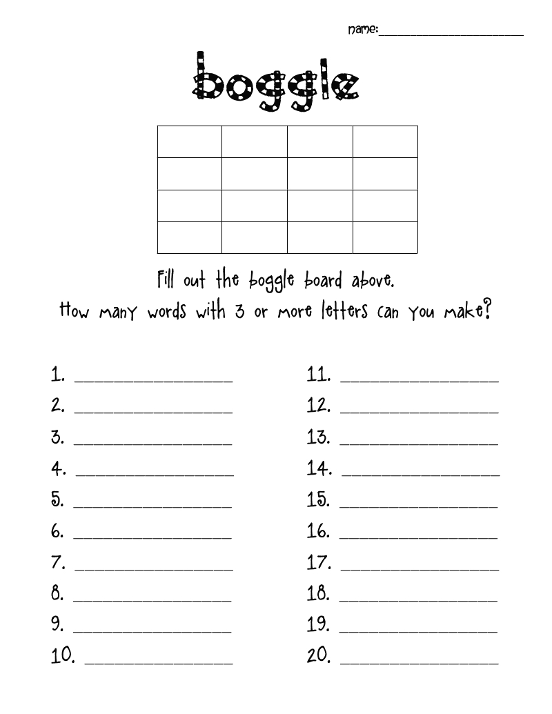 Boggle Word Game Printable | Word Puzzles | Boggle Board, Classroom - Printable Boggle Puzzles
